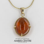 Italian Handmade Dominican Amber Pendant With Parasitic Wasp in 9ct solid Gold GPR011 RRP£395!!!