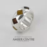 HANDMADE ITALIAN Multicolour BALTIC AMBER RING 925 SILVER-WR358M  RRP£145!!!