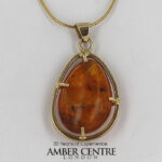 Italian Handmade Dominican Amber Pendant With Moths, Leaf Hopper, Fungus Gnat in 9ct solid Gold GPR036 RRP£595!!!