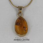 Italian Handmade Dominican Amber Pendant With Bug in 9ct solid Gold GPR043 RRP£395!!!