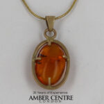 Italian Handmade Dominican Amber Pendant With Ants in 9ct solid Gold GPR055 RRP£495!!!