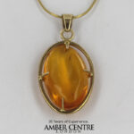 Italian Handmade Dominican Amber Pendant With Insect in 9ct solid Gold GPR049 RRP£395!!!