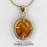 Italian Handmade Dominican Amber Pendant With Ants in 9ct solid Gold GPR018 RRP£495!!!