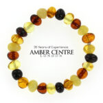 Teething Baby/Child Elasticated Multicolour Bracelet Genuine Natural Baltic Amber A0601 RRP£25!!!