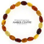 Teething Baby/Child Elasticated Multicolour Bracelet Genuine Natural Baltic Amber A0602 RRP£25!!!