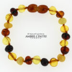 Teething Baby/Child Elasticated Multicolour Bracelet Genuine Natural Baltic Amber A0607 RRP£25!!!