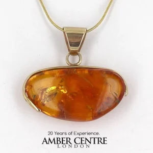 Italian Handmade Baltic Amber Pendant With Wasp, Long legged Flies, Fungus Gnat in 9ct solid Gold GPR062 RRP£850!!!