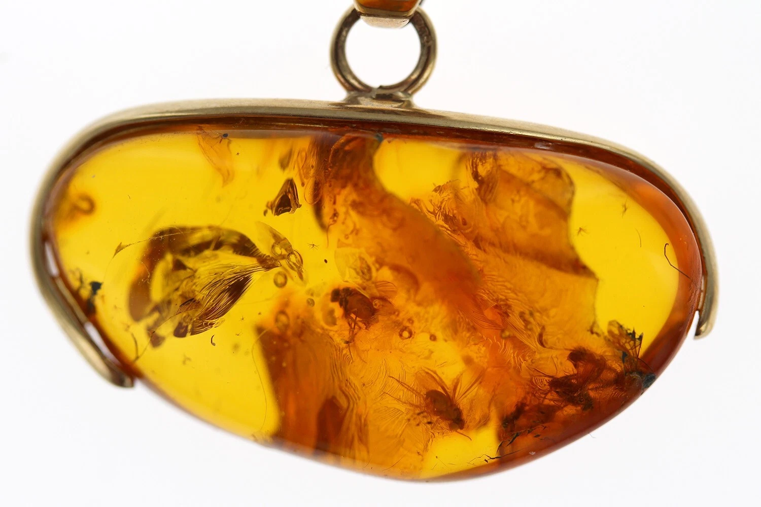 Italian Handmade Baltic Amber Pendant With Wasp, Long legged Flies, Fungus Gnat in 9ct solid Gold GPR062 RRPĀ£995!!! - Image 4