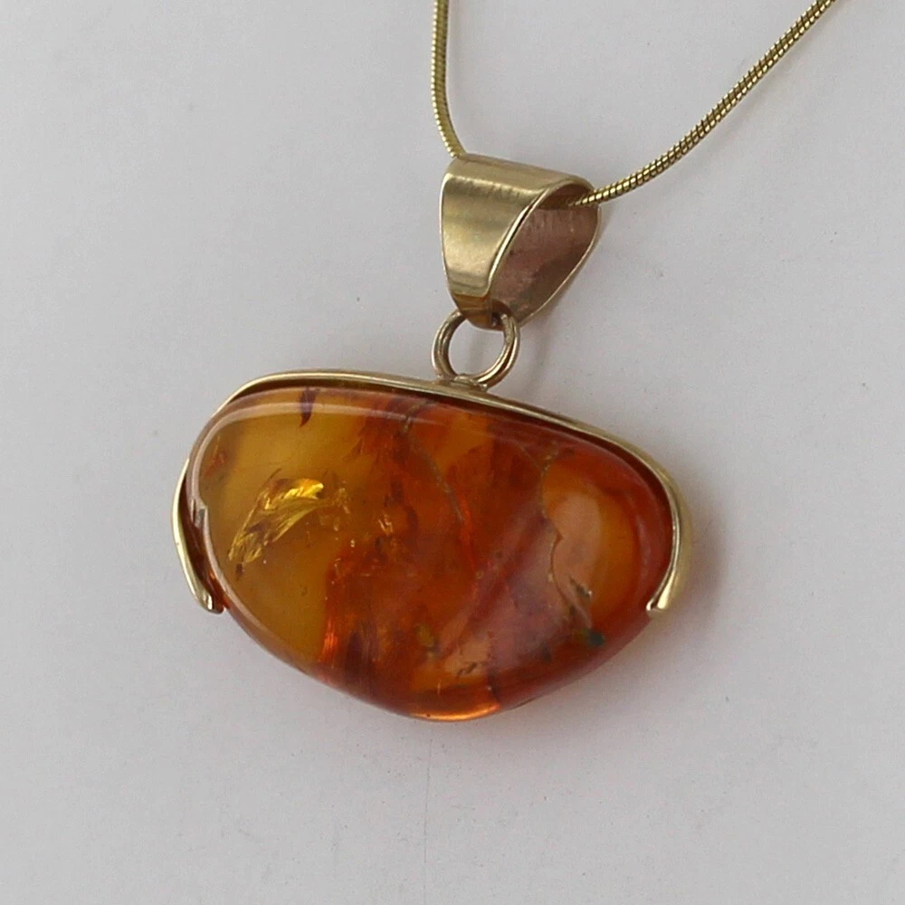 Italian Handmade Baltic Amber Pendant With Wasp, Long legged Flies, Fungus Gnat in 9ct solid Gold GPR062 RRPĀ£995!!! - Image 7