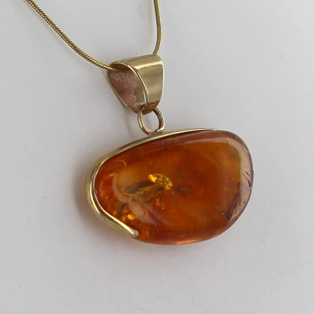 Italian Handmade Baltic Amber Pendant With Wasp, Long legged Flies, Fungus Gnat in 9ct solid Gold GPR062 RRPĀ£995!!! - Image 6