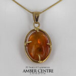 Italian Handmade Dominican Amber Pendant With Beetle in 9ct solid Gold GPR073 RRP£395!!!