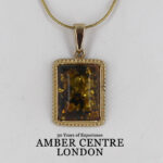 Italian Made German Green Baltic Amber Pendant in 9ct solid Gold -GP0110G RRP£445!!!