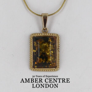 Italian Made German Green Baltic Amber Pendant in 9ct solid Gold -GP0110G RRP£345!!!