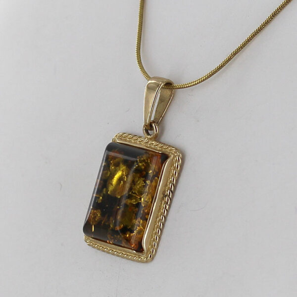 Italian Made German Green Baltic Amber Pendant in 9ct solid Gold -GP0110G RRP£445!!! - Image 2