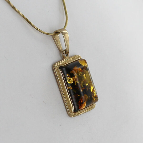 Italian Made German Green Baltic Amber Pendant in 9ct solid Gold -GP0110G RRP£445!!! - Image 3