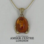 Italian Handmade Modern Elegant German Baltic Amber Pendant in 9ct Gold -GP0176 RRP£545!!!
