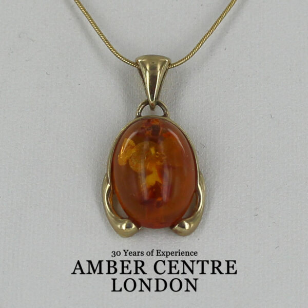 Italian Handmade Modern Elegant German Baltic Amber Pendant in 9ct Gold -GP0176 RRP£495!!!