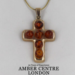 Italian Made Cross Pendant German Baltic Amber in 9ct Gold - GP0198 RRP£495!!