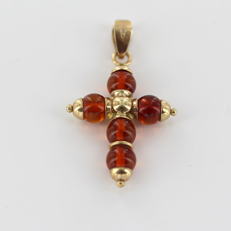 Italian Made Elegant German Baltic Amber Cross Pendant in 14ct Gold -GP0094 RRP£595!!! - Image 6