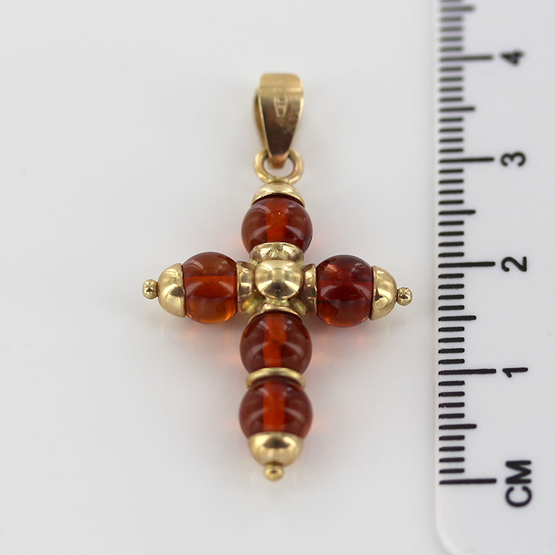 Italian Made Elegant German Baltic Amber Cross Pendant in 14ct Gold -GP0094 RRP£595!!! - Image 4