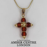 Italian Made Elegant German Baltic Amber Cross Pendant in 14ct Gold -GP0094 RRP£595!!!