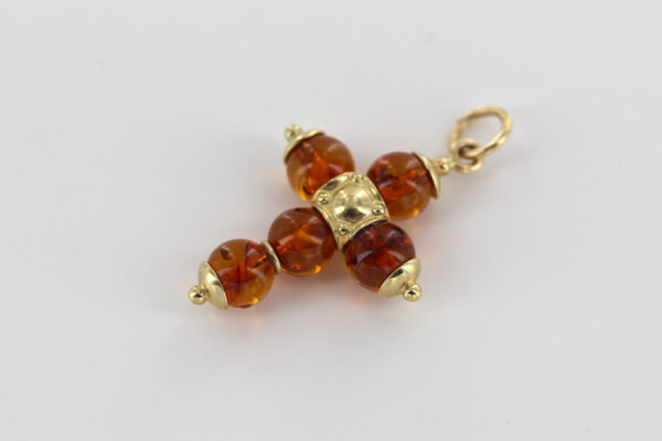 Italian Made Elegant German Baltic Amber Cross Pendant in 14ct solid Gold- GP0094H RRP£675!!! - Image 8