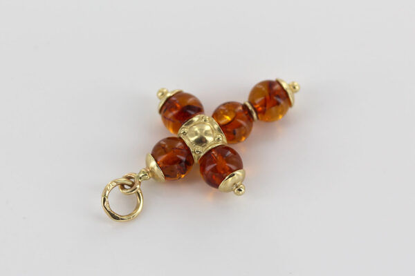 Italian Made Elegant German Baltic Amber Cross Pendant in 14ct solid Gold- GP0094H RRP£675!!! - Image 6