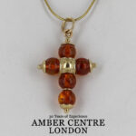 Italian Made Elegant German Baltic Amber Cross Pendant in 14ct solid Gold- GP0094H RRP£675!!!