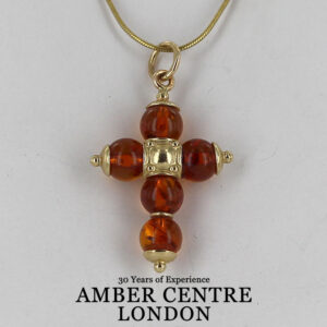 Italian Made Elegant German Baltic Amber Cross Pendant in 14ct solid Gold- GP0094H RRP£595!!!