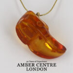 Italian Hand Made German Unique Amber Shoe Pendant with 14ct Gold - GP0280 RRP£595!!!