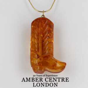 Italian Made "Magic" Boot German Baltic Amber Pendant with 14ct Italian Gold Loop- GP0281 RRP£525!!!