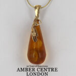 Italian Handmade German Baltic Amber Pendant in 14ct Gold GP0284 RRP£695!!!