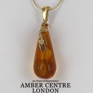 Italian Handmade German Baltic Amber Pendant in 14ct Gold GP0284 RRP£625!!!