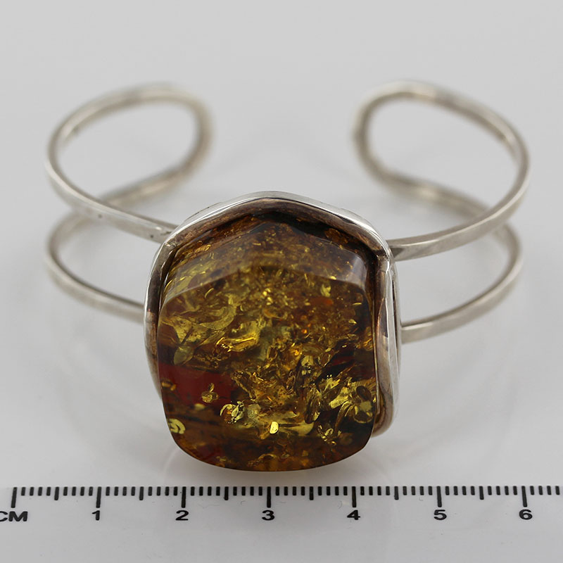 German Green Baltic Amber Handmade Bangle Solid 925 Sterling Silver - BAN050 - RRP£500!!! - Image 3