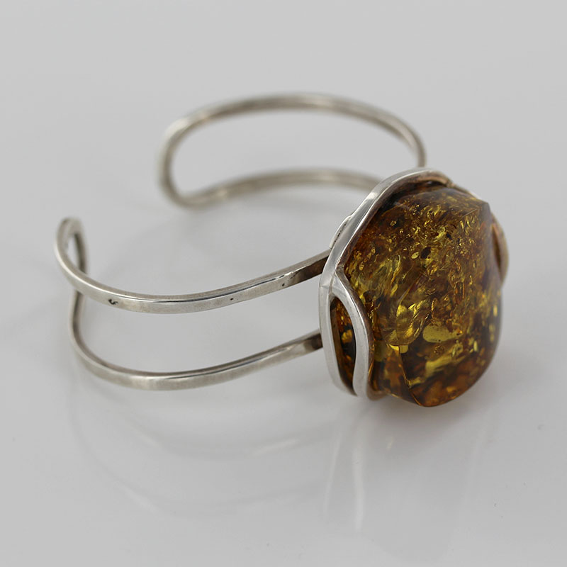 German Green Baltic Amber Handmade Bangle Solid 925 Sterling Silver - BAN050 - RRP£500!!! - Image 4