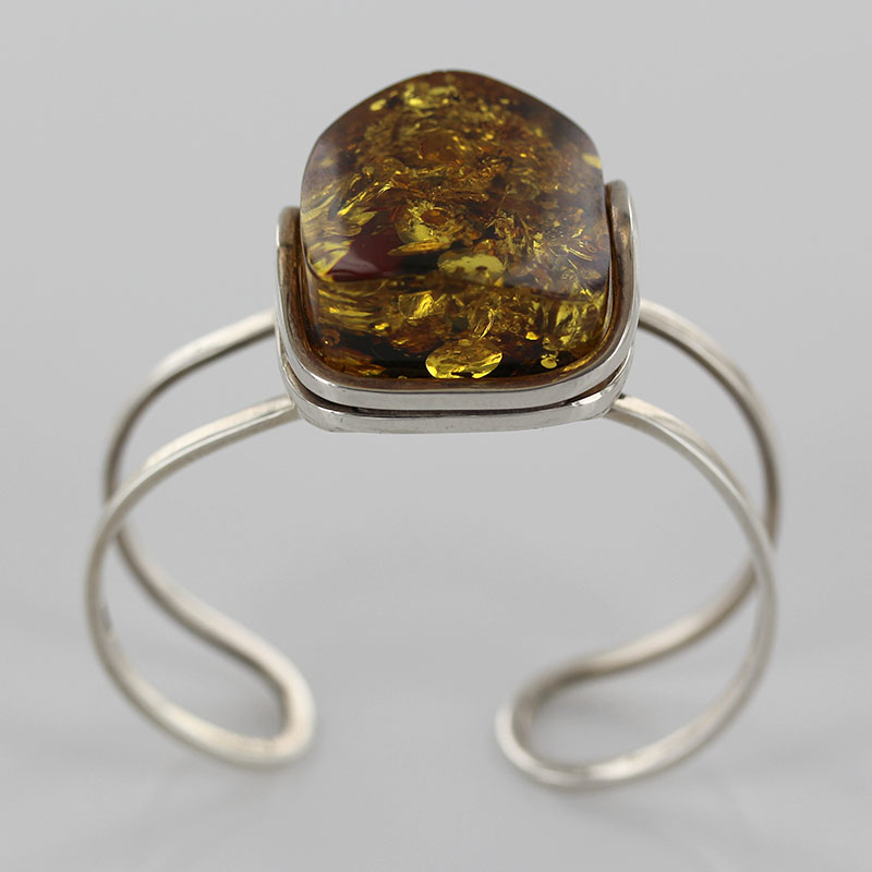 German Green Baltic Amber Handmade Bangle Solid 925 Sterling Silver - BAN050 - RRP£500!!! - Image 7