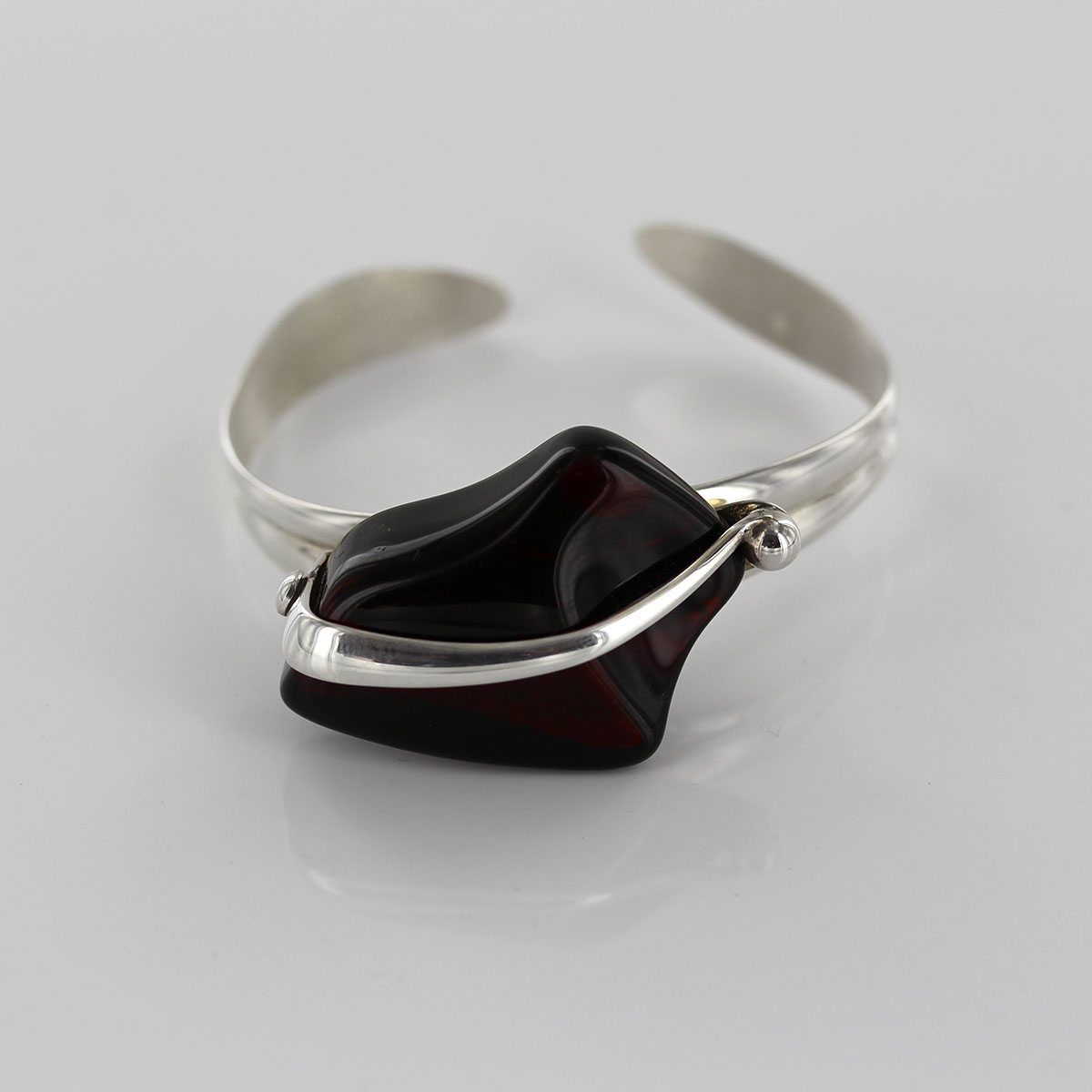 Bangle, German Cherry Baltic Amber Handmade Solid 925 Sterling Silver - BAN055 - RRP£445!!! - Image 2