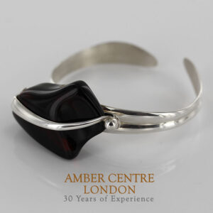Bangle, German Cherry Baltic Amber Handmade Solid 925 Sterling Silver - BAN055 - RRP£445!!!