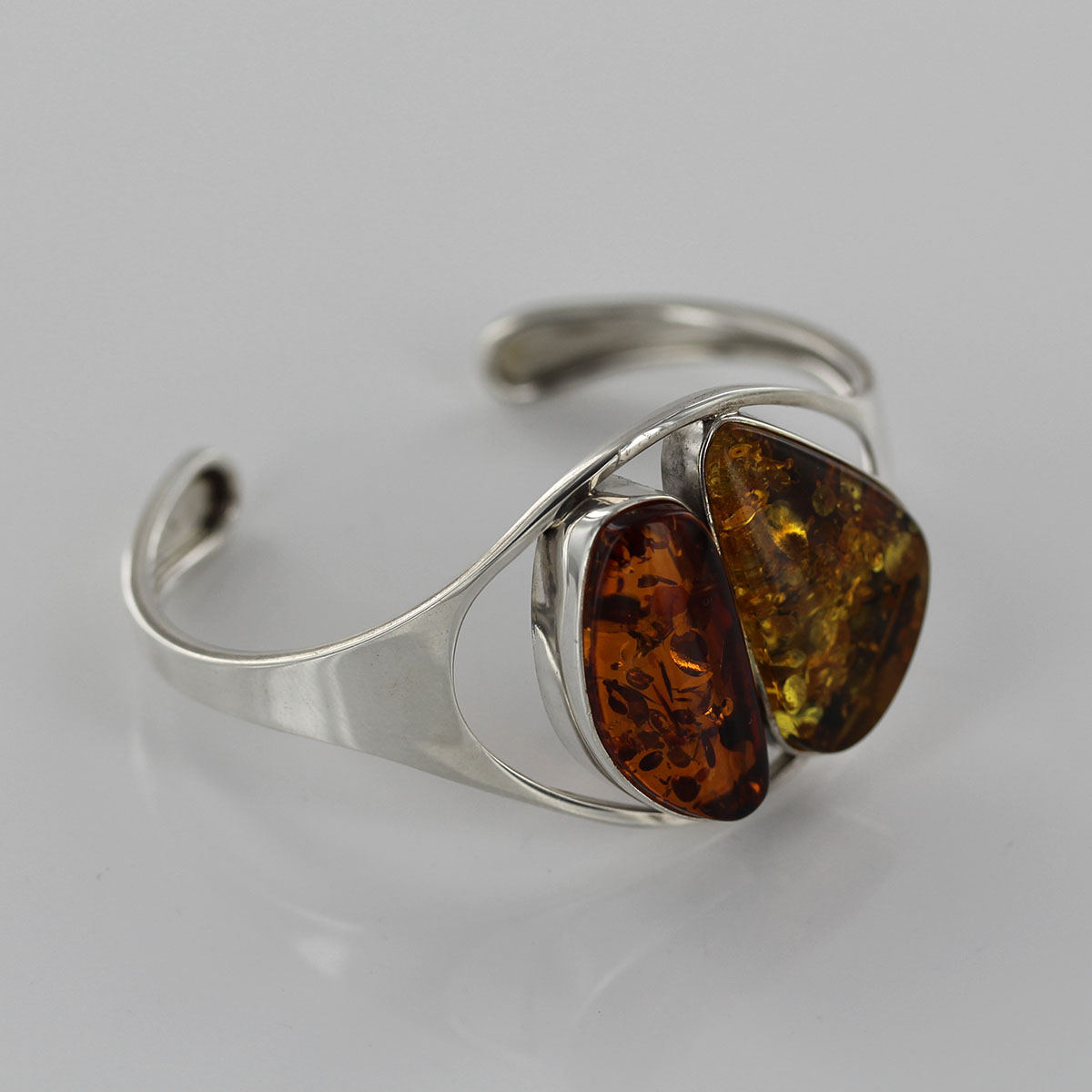 Bangle, German Green/Honey Baltic Ambers Handmade Solid 925 Sterling Silver - BAN057 - RRP£395!!! - Image 4