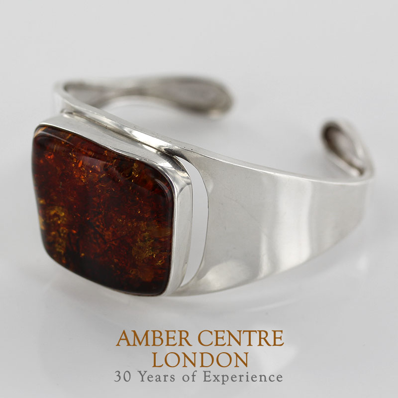 Bangle German Honey Baltic Amber Handmade Solid 925 Sterling Silver - BAN058 - RRP£595!!!