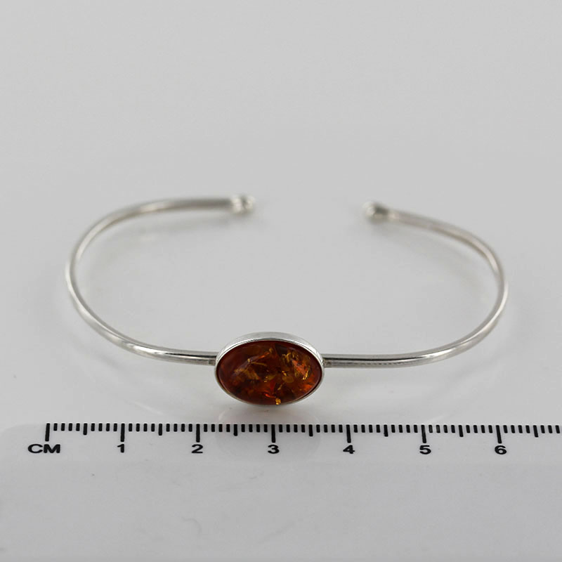 Bangle, German Honey Baltic Amber Handmade Bangle Solid 925 Sterling Silver - BAN064 - RRP£95!!! - Image 4