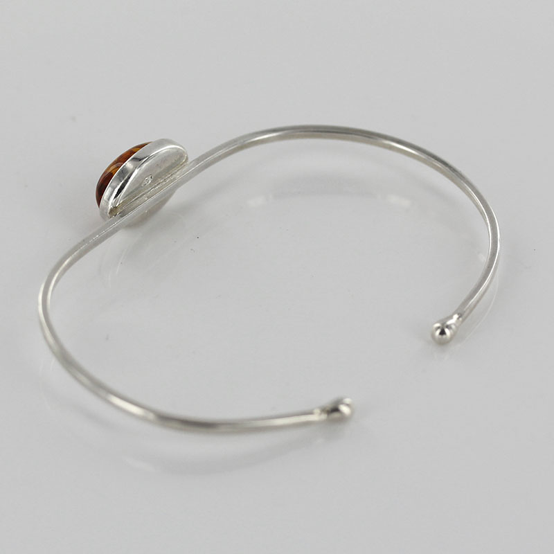 Bangle, German Honey Baltic Amber Handmade Bangle Solid 925 Sterling Silver - BAN064 - RRP£95!!! - Image 5