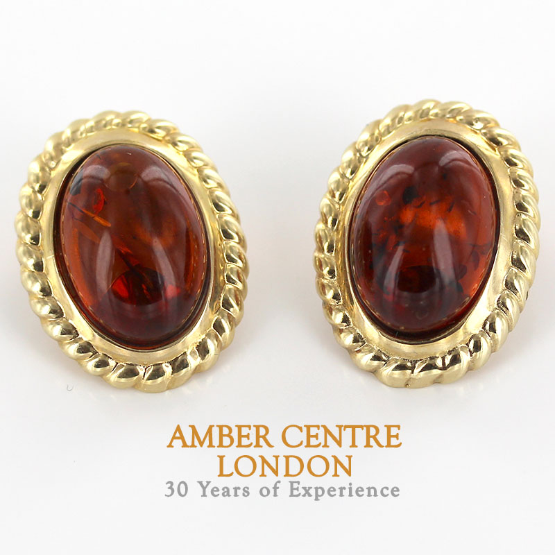 Italian Handmade German Baltic Amber Clip-On Earrings In 14ct Gold-GCL0524 RRP£1300!!!