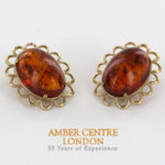 Italian Handmade German Baltic Amber Clip-On Earrings In 9ct Gold-GCL0004 RRP£995!!!