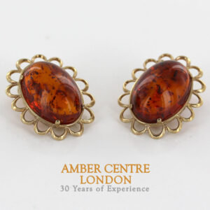 Italian Handmade German Baltic Amber Clip-On Earrings In 9ct Gold-GCL0004 RRP£995!!!
