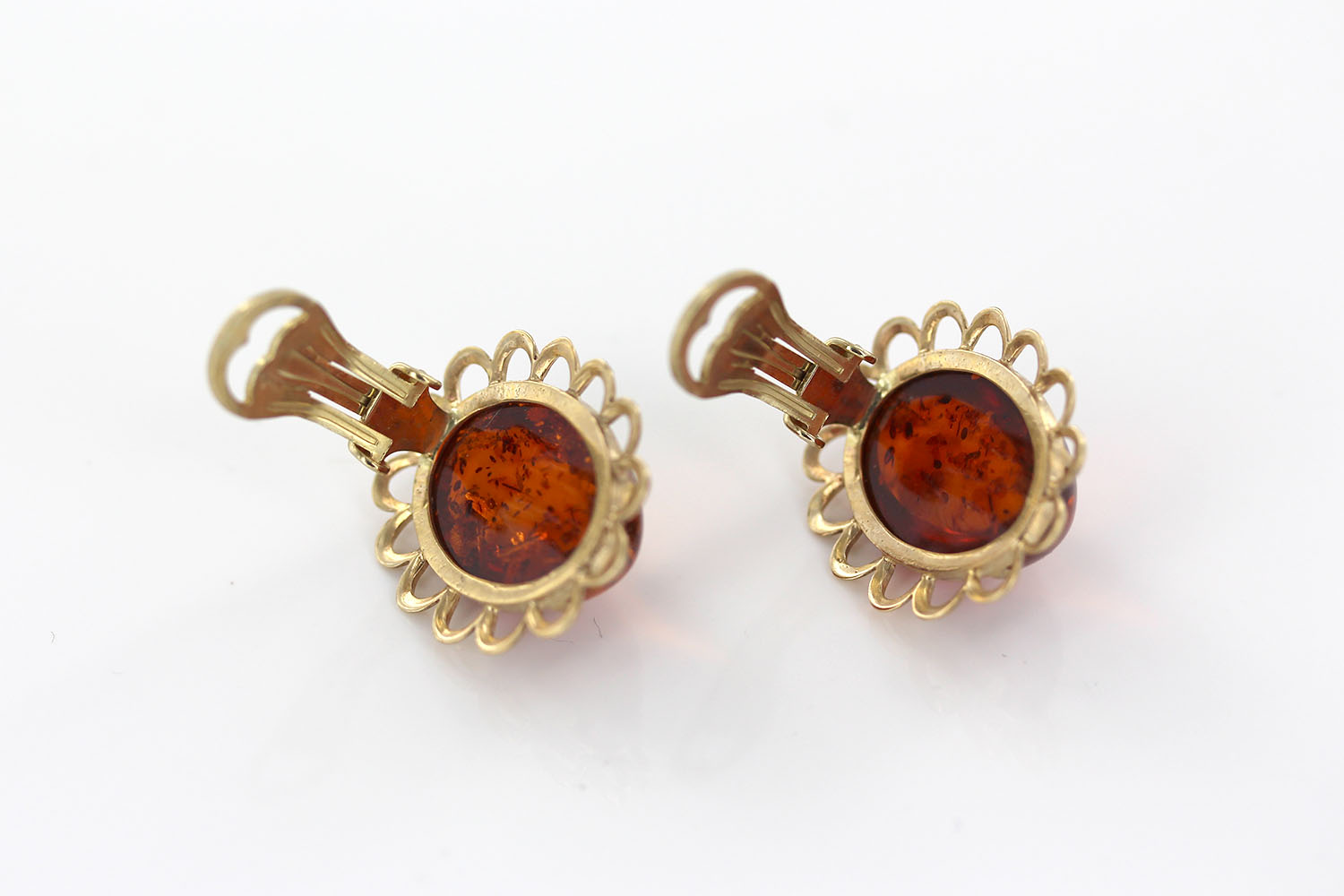 Italian Handmade German Baltic Amber Clip-On Earrings In 9ct Gold-GCL0004 RRP£995!!! - Image 3