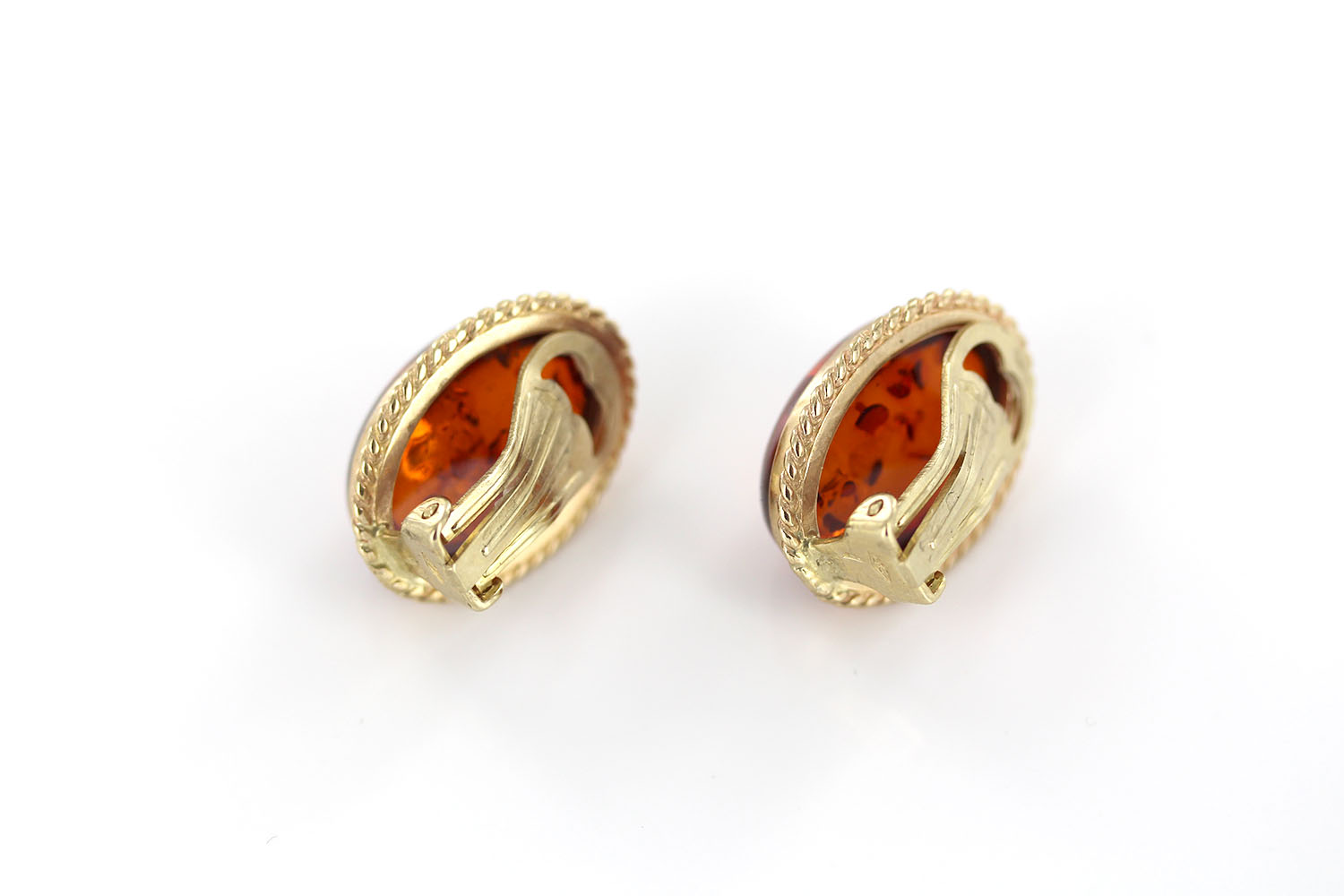 Italian Handmade German Baltic Amber Clip-On Earrings In 9ct Gold-GLC0006 RRP£995!!! - Image 3